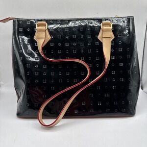 Arcadia Shiny Black Patent Leather Satchel Bag Made in Italy